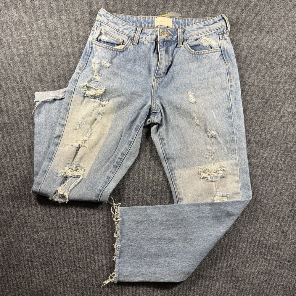 Gilded Intent Mid Rise Ankle Skinny Jeans Blue 27 (30) Womens Distressed Denim